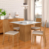 Mesa De Jantar Vidro 4 Cadeiras Aveiro Cinam/off Wh/bege M.a Cor Cinamomo/off White/bege 03