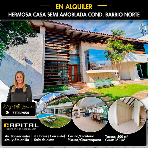 Casa Semiamoblada Con Piscina En Alquiler En Condominio Barrio Norte
