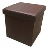 Puff Asiento Organizador Plegable Marron Tapa / Eco Cuero