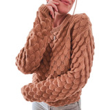 Sweater Mujer Friz Escama Calado Moda Tendencia Abrigo