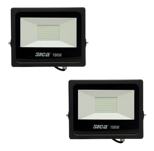 Pack X2 Reflector Led Sica 100w Ip65 Luz Fria =500w