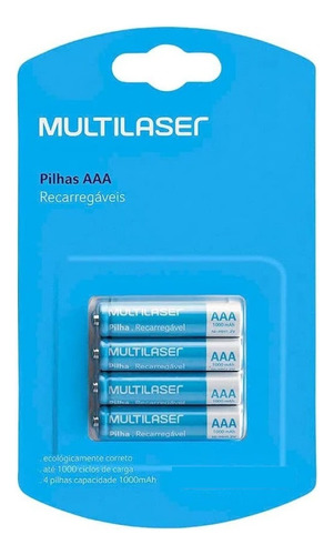 Pilas Recargables Multilaser Aaa - X4 Unidades -  1000 Mah