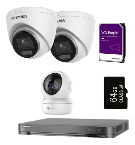 Kit Seguridad Dvr 2 Domo Exterior + C6n + Almacenamiento