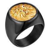 Anillo De Hombre Leon Black Gold Moda Masculina