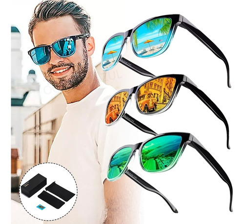 Lentes De Sol Hombre Dama Gafas Oscuros Polarizadas Retro 