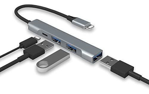 Hub Lightning A Usb 4 En 1 Con Carga Rápida Para iPhone/iPad