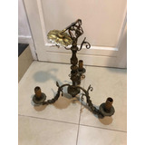 Lámpara Colgante Bronce Macizo Antigua 40 Cm 3 Velas