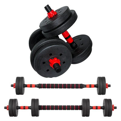 Kit Pesas 10kg Lincky Set Barra Recta con Discos Ajustables, Seguros Tuerca Estrella Entrenamiento Gym Casa Negro\u002FRojo | Meses sin interés