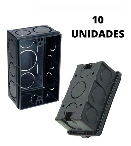 Kit 10x Caixa De Luz 4x2 Preta Caixinha Pvc - Mundial