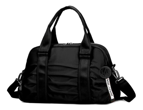 Bolsa Feminina Blogueira Esportiva Fitness Academia Chaveiro Cor Preto Desenho Do Tecido Liso