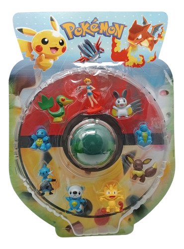 Pokémon Pokebola Con 8 Figuras Pikachu Eevee Rowlet Blister