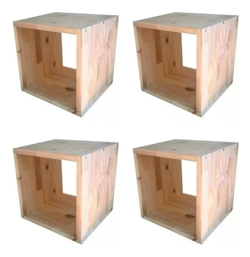 Cubos De Pino Madera 30x30x20 Cm 4 U. Muebles Especiales