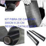 Kit Fibra De Carbono Tela 300cmx25cm + Kit Resina Endurec 3k