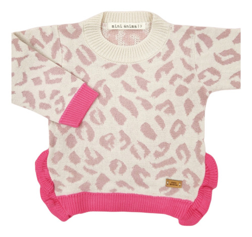 Sweater Volados Print Mini Anima Tejido Bebe Kids Rosa