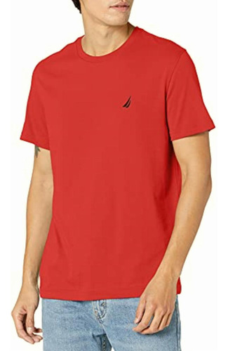 Nautica Men's Short Sleeve Solid Crew Neck T-shirt, Red,