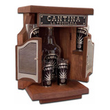 Set Licorera 750ml Con 4 Tequileros Mini Cantina De Madera