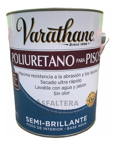 Poliuretano Pisos Varathane Semi- Brillante X 3.785l