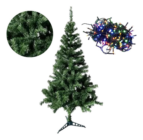 Arbol Navideño 1,50mt Canadiense Arbolito + 100 Luces Arroz Color Verde