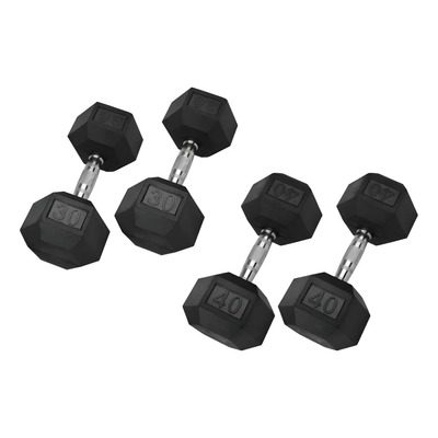 Juego De 2 Pares De Mancuernas Hexagonales (30 Y 40 Libras) Negro