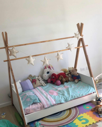 Cama Montessori Estilo Nórdico Infantil Con Colchón