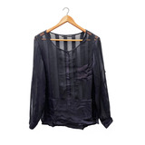 Camisa Blusa Top Transparencia Rayada Noche Akiabara T. 3