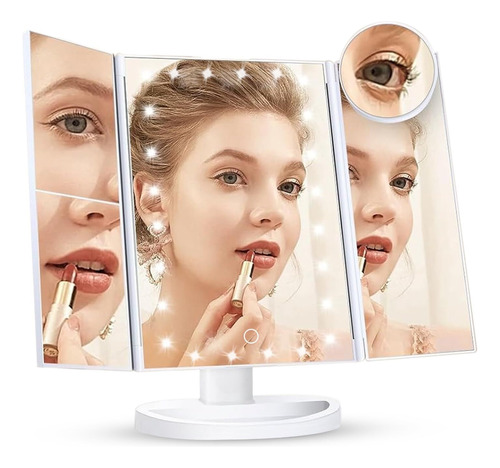 Espejo De Maquillaje Con Luz Led,espejo Giratorio De 180°