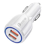 Cargador Auto Doble Usb 12v-24v Carga Rápida 3.0 Blanco