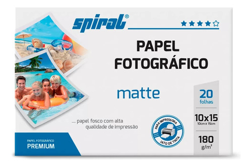 Papel Fotográfico 10x15cm 180g Fosco Matte Paper M180 20 Fl