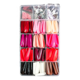 288 Unhas Postiças Tips Coloridas + Pedras Decoração