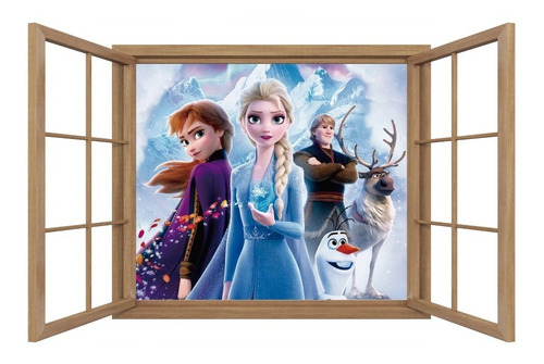 Decoración Cuarto Infantil Princesas Frozen Ventana 80x50