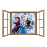 Decoración Cuarto Infantil Princesas Frozen Ventana 80x50