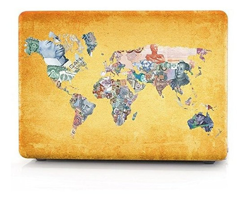 Hrh World Banknotes Map Pattern Laptop Body Shell Estuche Rí