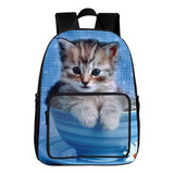 Mochila Escolar Para Niños Con Estampado 3d De Gato, Grande,