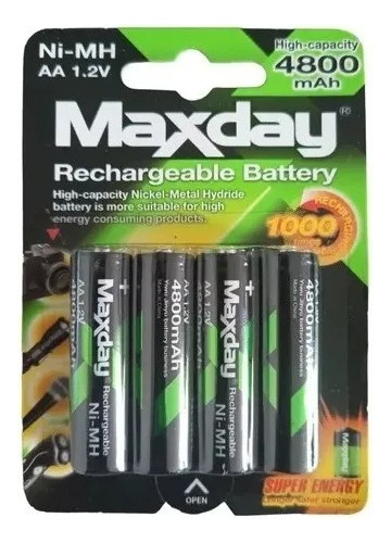 Pila Batería Recargable Doble A X4 Unidades 2800mah 1.2v 