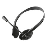 Auriculares Headset Vincha Trust Pc Notebook Zoom Meet H111 Color Negro