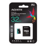 Tarjeta De Memoria Micro Sdxc 32 Gb 4k Adata Class10 Alta Resistencia Premier Pro Video Monitoring