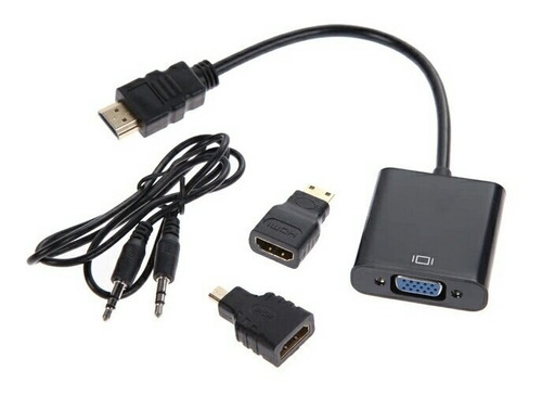 Convertidor Hdmi A Vga Con Audio + Gratis Microhdmi Minihdmi