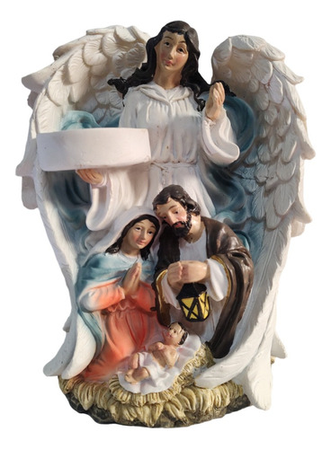 Adorno Decorativo Porta Vela Angel Nacimiento, Alto 18cm