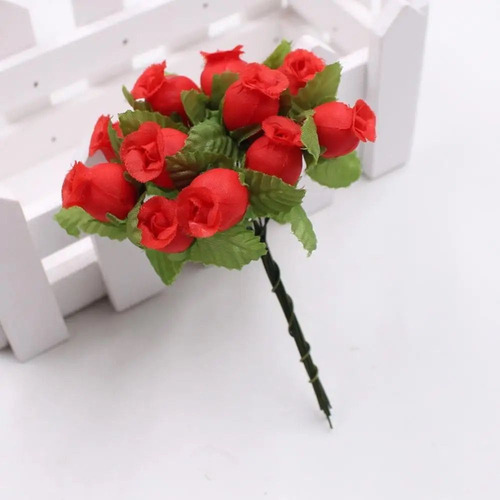 Mini Ramo X 12 Rosas Artificiales Pequeñas Decoración 