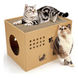 Casa De Cartón Para Gatos Con 2 Almohadillas Para Orejas