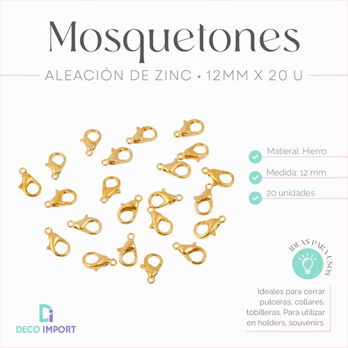 20 Mosquetones 12mm Bijou Armadores Pulseras Collar