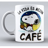 Taza Snoopy, La Vida Es Mejor Con Café