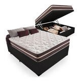 Cama Box Baú Casal + Colchão Superlastic Comfort Prime Preto