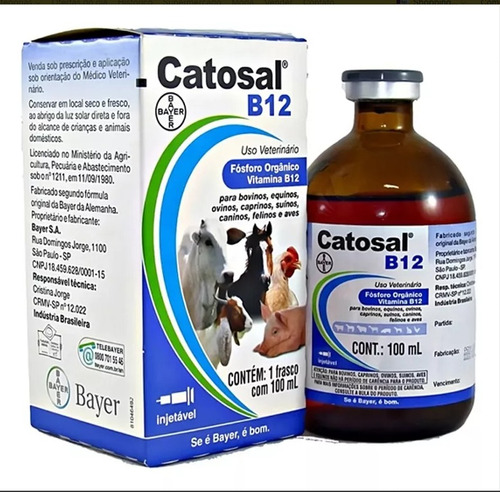 Catosal B12 100ml Cães Gatos Garrotes Cavalos Suínos Oivnos
