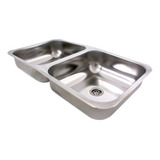 Pileta Bacha Doble De Cocina Acero Inoxidable Sopapa 70 Cm