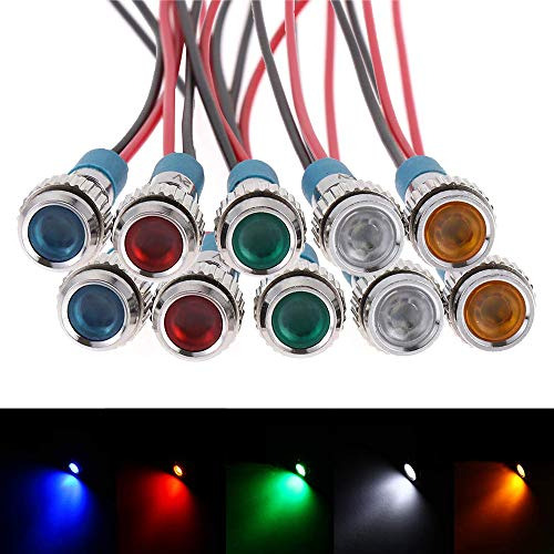 10 Piezas De Luz Indicadora Led Metálica De 6 Mm (1/4 ...