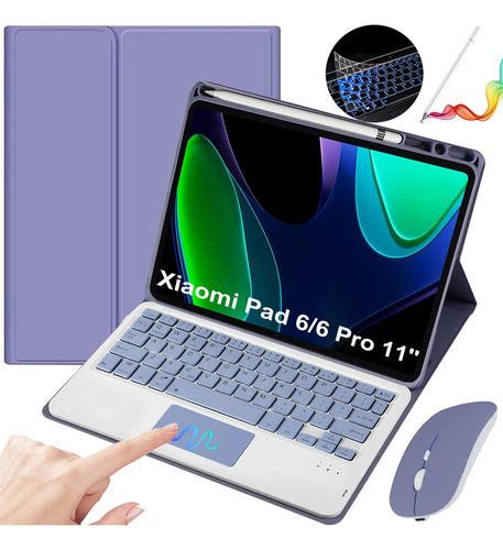 Funda C/teclado Mouse Lapiz P/xiaomi Pad 6/6 Pro 11 Púrpura