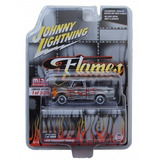 Johnny Lightning Flames - 1966 Chevrolet Pick Up Color Gris Con Flamas
