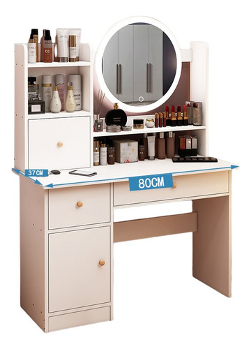 Escritorio Tocador Vanity Moderna Con Espejo Y Luz Led