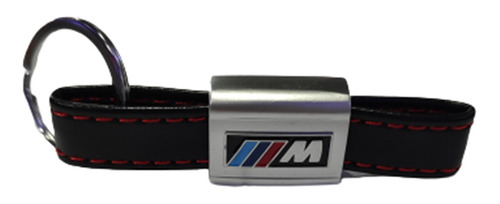 Llavero Cuero Negro Y Costura Roja Compatible Con Logo M Bmw